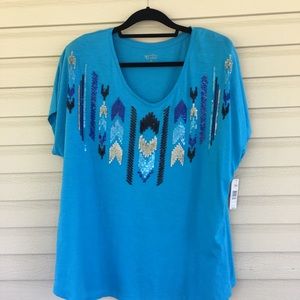 New Directions Weekend Sequined Top